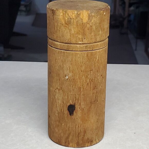 Wooden Round Cylinder Box With Lid Vintage Storage Box 4.5 In - Picture 9 of 12